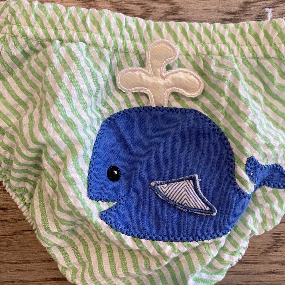 Beach bum 0-6 months whale diaper cover
